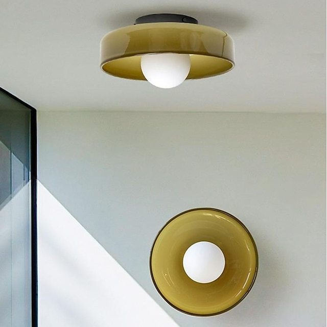  lightinthebox led loftslampe væglampe indendørs 1-lys 25cm glasformer flush mount lys sceilling lys til korridor veranda bar kreativ loft balkon lamper olivengrøn hvid gul 110-240v