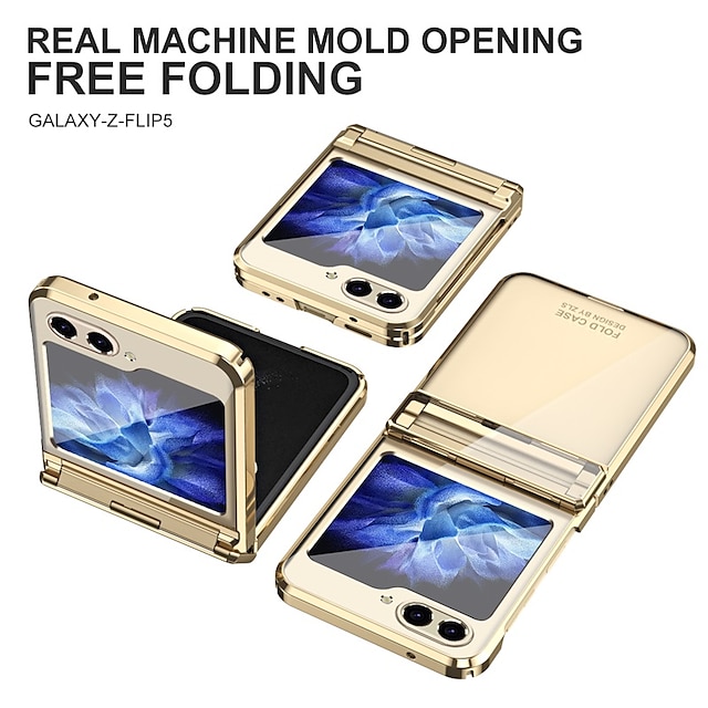  Phone Case For Samsung Galaxy Z Flip 6 Z Flip 5 Z Flip 4 Z Flip 3 Back Cover Plating Full Body Protective Anti-Scratch PC