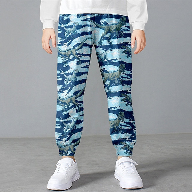  Boys 3D Graphic Animal Dinosaur Pants Fall Winter Active Streetwear 3D Print Polyester Kids 3-12 Years Outdoor Sport Casual Regular Fit