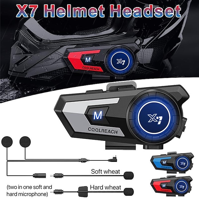  x7 bluetooth 5.0 motorhelm headset hoofdtelefoon draadloos motorfiets handsfree stereo oortelefoon mp3-luidspreker waterdicht