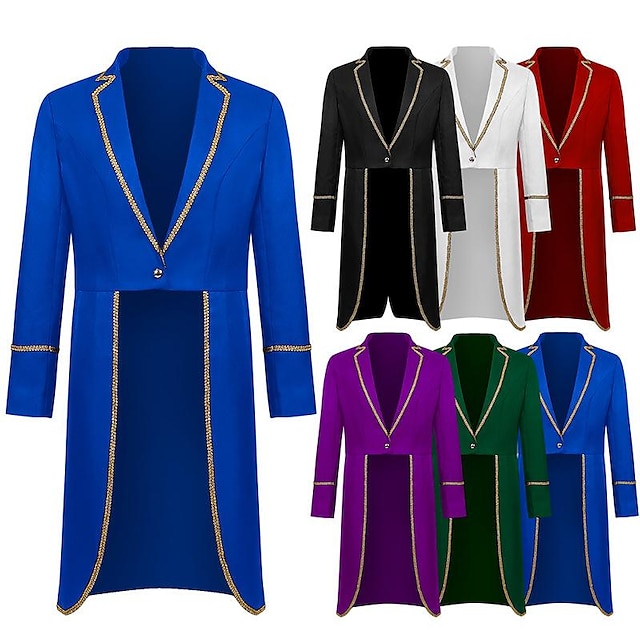  Retro Vintage Punk & Gothic Medieval Coat Cosplay Costume Masquerade Ren Faire Prince Nobleman Swallowtail Men's Royal Steampunk Halloween Stage Masquerade Adults' Coat