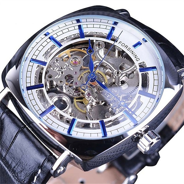  男性 機械式時計 大きめ文字盤 ファッション ビジネス 腕時計 スケルトン 自動巻き 光る 防水 合金 レザー 腕時計