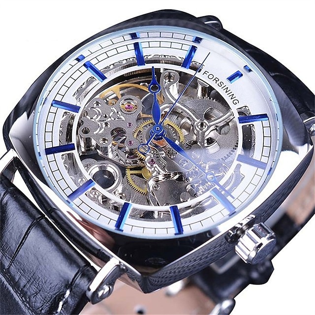  Da uomo Orologio meccanico Quadrante grande Di tendenza Lavoro Orologio da polso Costumi scheletro Carica automatica Luminoso Impermeabile Lega Pelle Guarda