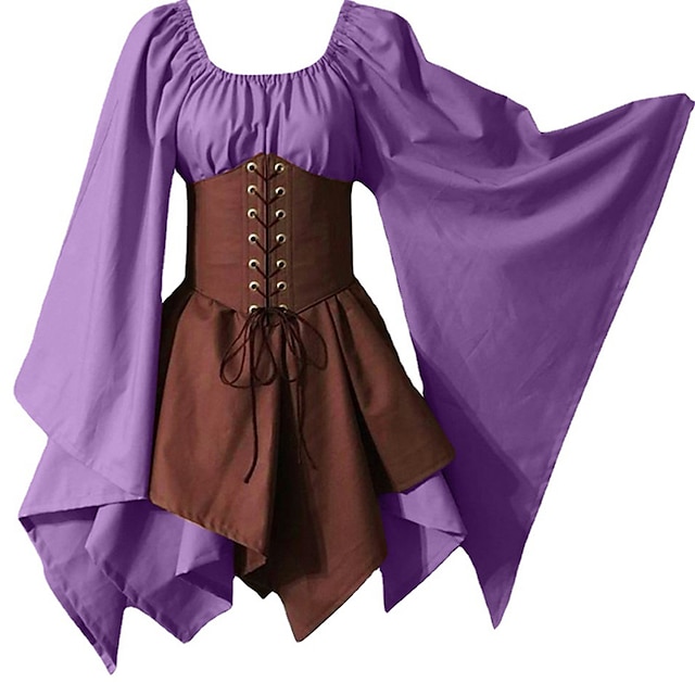 Retro Vintage Medieval Renaissance Dress Chemise OverDress Lady Viking