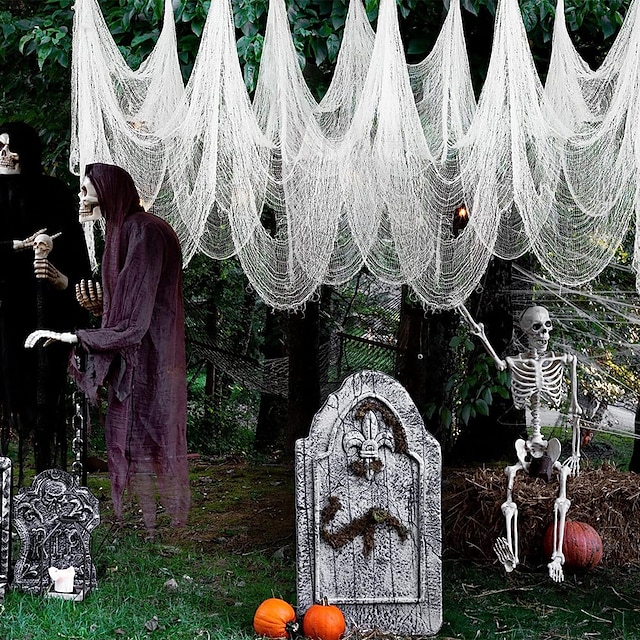  Halloween Gauze Creepy Cloth Black Netting Spider Web Decor Halloween Horror House Party Decoration