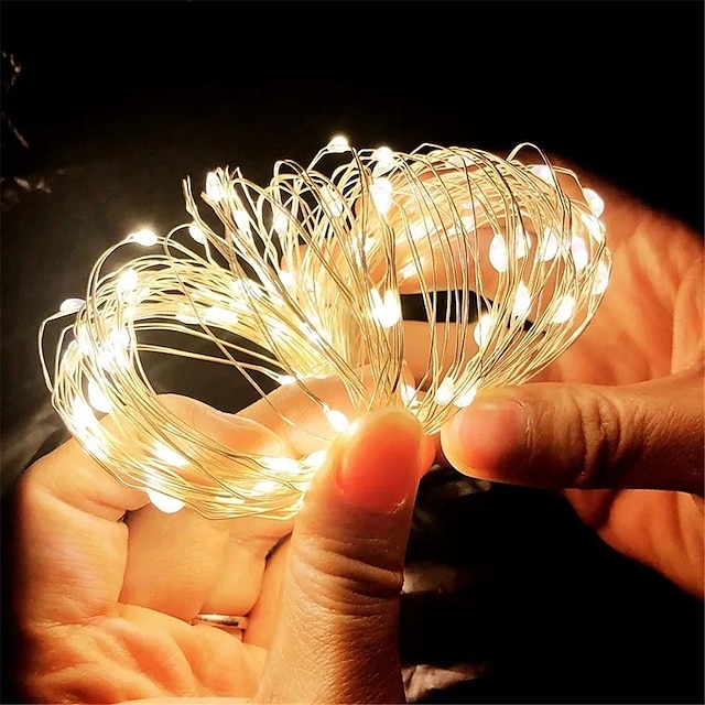  luci a stringa a led ghirlanda di lucine in filo di rame alimentata a batteria/USB per decorazioni natalizie per feste di nozze