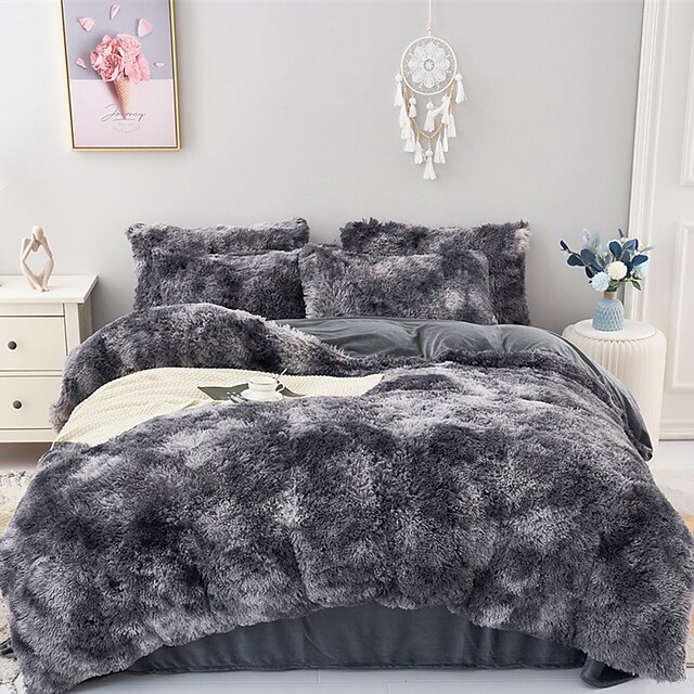 ThreePiece Plush Mink Velvet Bedding Set Warm Milk Velvet Pure Color