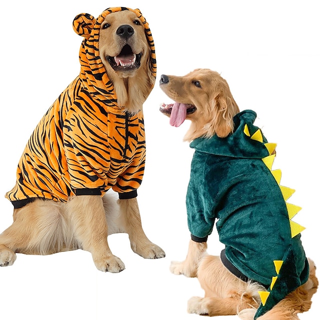  vestiti autunnali e invernali per cani con cappuccio tigre dinosauro in un golden retriever labrador vestiti per cani di taglia media e grande