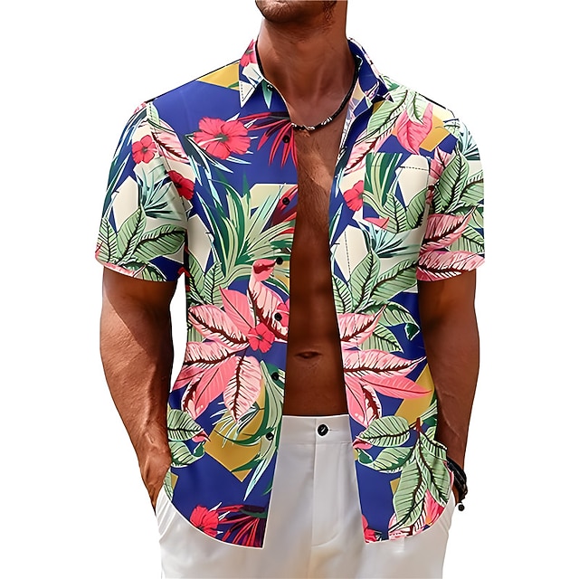 Floral Shirt Summer Beach Shirt Hip Hop Casual  Holiday Tops Men Hawaiian Shirt