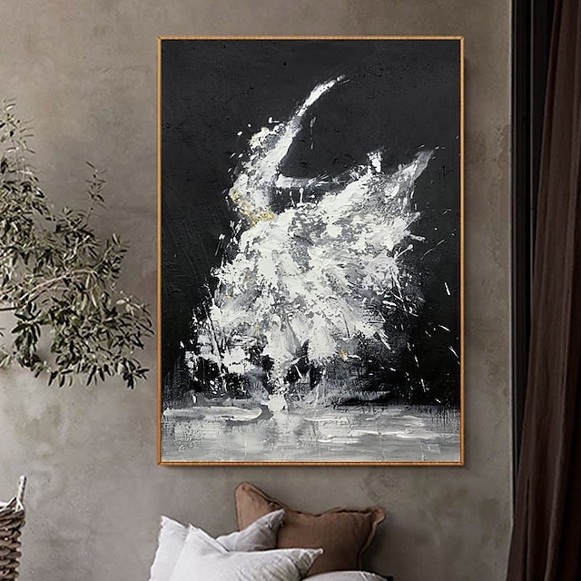  Handmade Oil Painting Canvas Wall Art Decoration Modern Abstract Black and White Dancers Home Decor Rolled Frameless Unstretched Painting