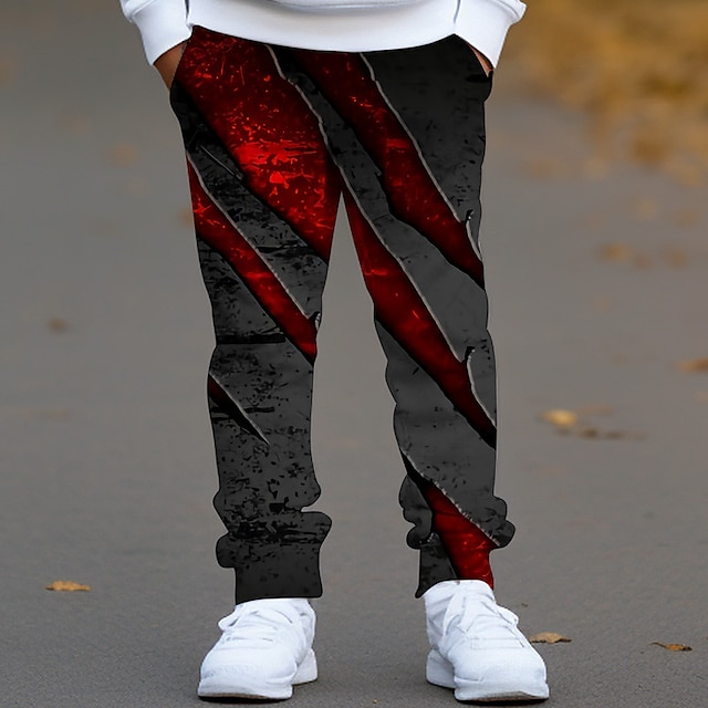  Boys 3D Graphic Pants Fall Winter Active Streetwear 3D Print Polyester Kids 3-12 Years Outdoor Sport Casual Regular Fit