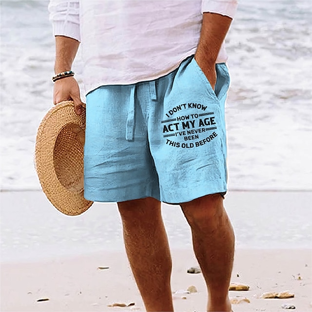  Homens Gráfico Letra Aja Minha Idade Calção Shorts de verão Shorts de praia Cintura Média Roupa de rua Havaiana Designer Casual Diário Feriado Com Cordão Cintura elástica Impressão 3D Designer Roupa