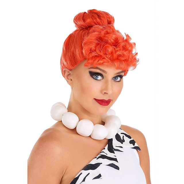  Trajes divertidos peruca feminina de luxo wilma flintstone padrão halloween cosplay perucas de festa