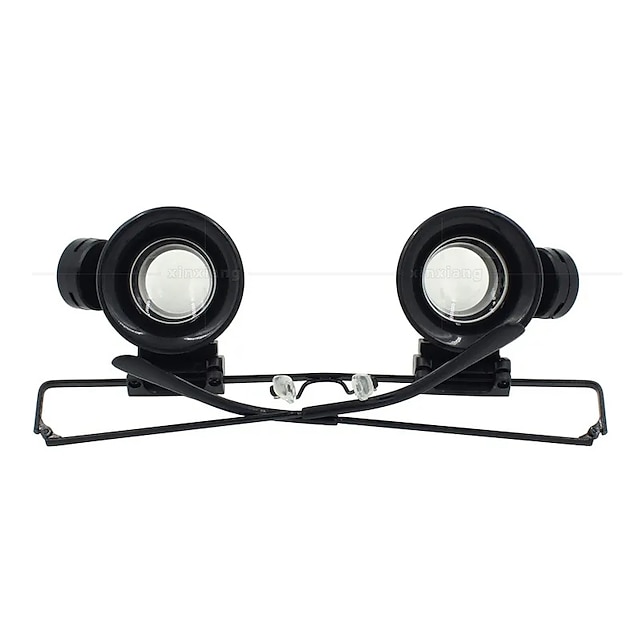  LED Light Double Lens 20x Clock Repair Detection Metal Eyeglass Frame Head Set Stamp Jewellery Magnifier