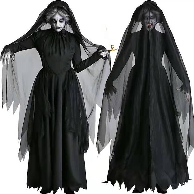  The Women In Black Zombie Ghost Bride Dress Cosplay Costume Adults' Women's Halloween Party / Evening Halloween Carnival Masquerade Easy Halloween Costumes Mardi Gras