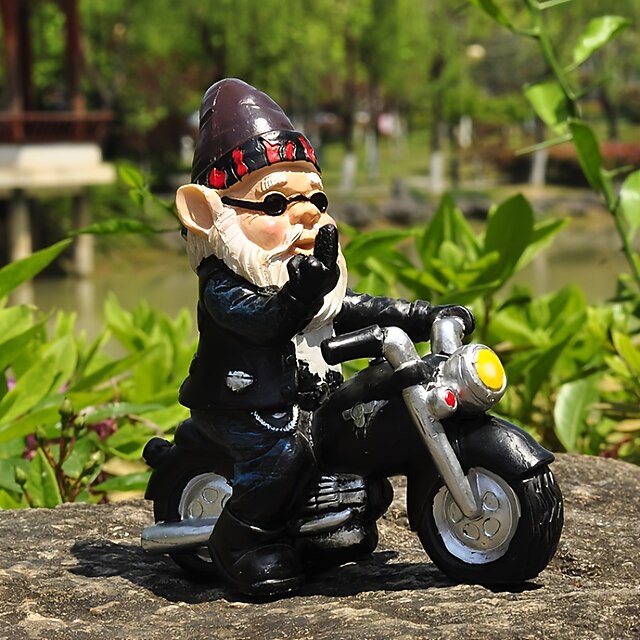  Funny Naughty Garden Gnome Riding Motorcycle Outdoor Gnome Decoration Indoor Outdoor Lawn Statue Patio Porch Decoration Delivery Gift