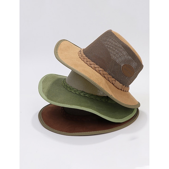  Men's Sun Hat Soaker Hat Safari Hat Gambler Hat Beach Hat Brown Green Polycotton Mesh Wide Brim Stylish Casual Outdoor clothing Holiday Going out Plain Sunscreen