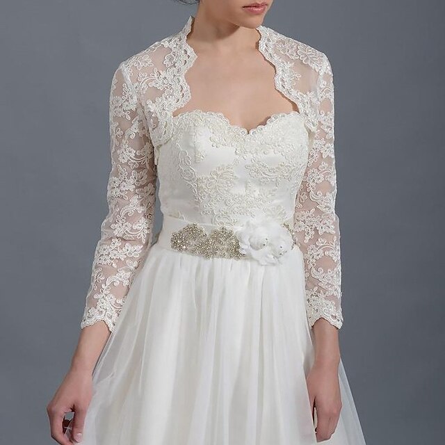 Shawls Women's Wrap Bridal's Wraps Elegant Bridal Long Sleeve Lace