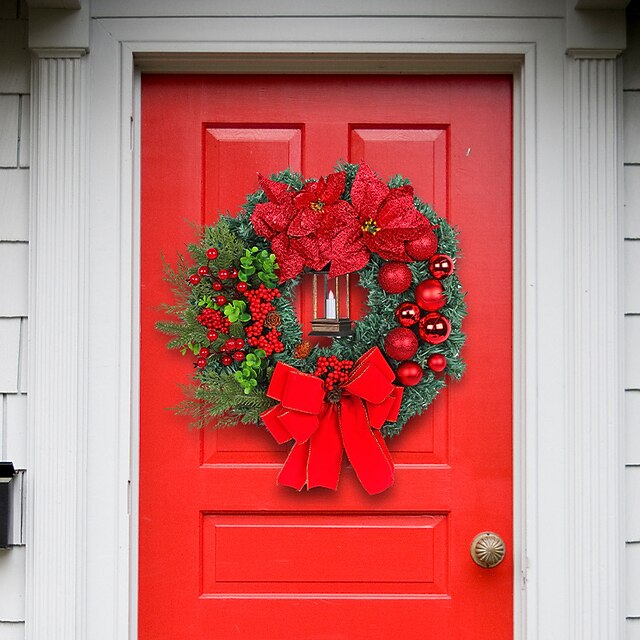 Large Artificial Christmas Wreaths with Light for Front Door, Xmas