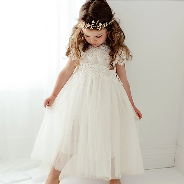  květinové dívčí šaty dětské dívčí společenské šaty květinové společenské šaty maxi šaty výkon nařasená posádka krk krátký rukáv elegantní šaty 2-8 let jarní bílá zaprášená modrá