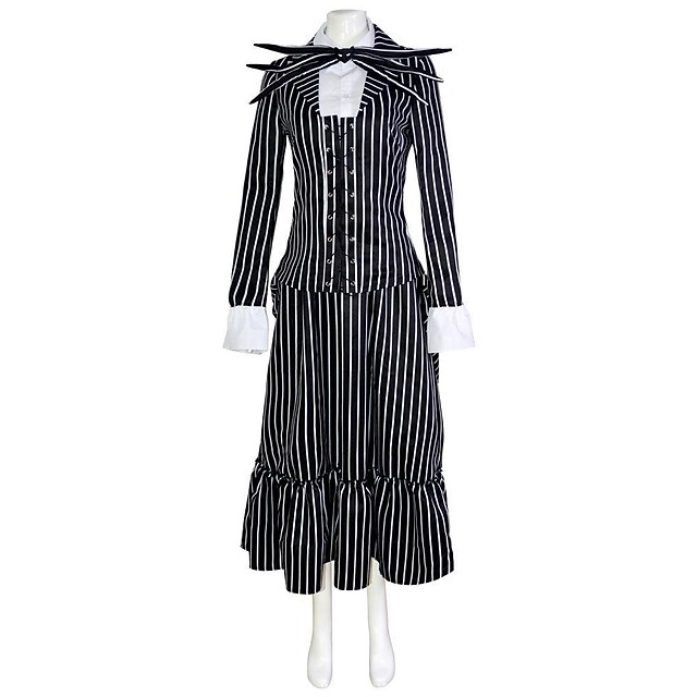 Jack Skellington Halloween Cosplay Costume Outfits Masquerade The Nightmare Before Christmas Cosplay Adults' Women's Halloween Masquerade Easy Halloween Costumes Dress Up4