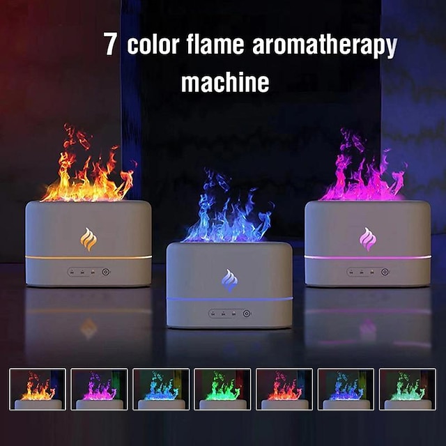  Simulationsflamme, Ultraschall-Luftbefeuchter, Aromatherapie-Diffusor, 7 Farben, Beleuchtungsdiffusor, kostenloser USB-Filter, Diffusor für ätherische Öle, Lufterfrischer für Schlafzimmer, Reisen