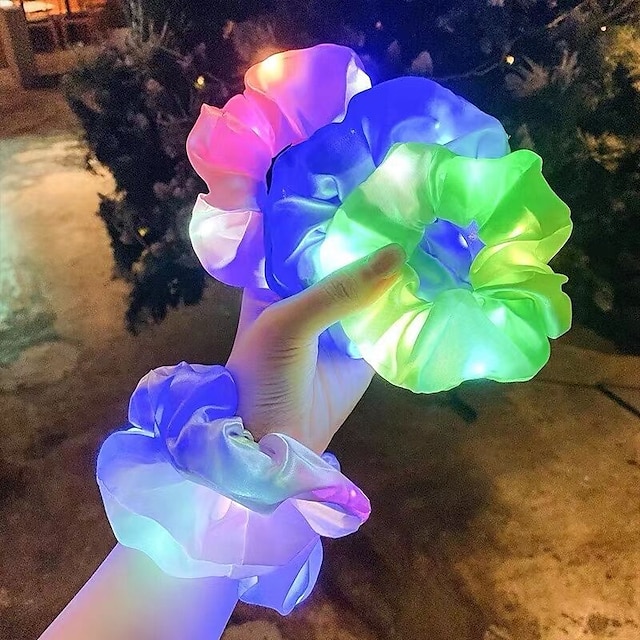  5 Stück LED leuchtende Haargummis leuchten Haargummis elastisches Licht Damen Mädchen Haarbänder für Halloween Weihnachtsfeier