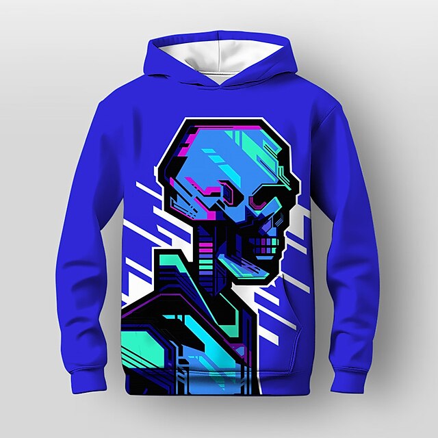  Chico 3D de impresión en 3D Sudadera Manga Larga Impresión 3D Otoño Invierno Activo Deportes Moda Niños 3-13 años Exterior Diario Interior Ajuste regular