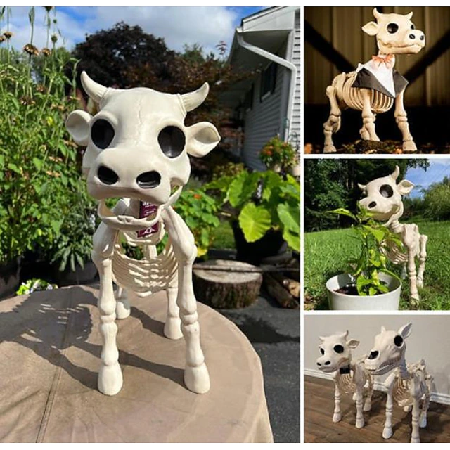 Cow Skeleton Halloween Decoration, 2025 New Halloween Cow Skeleton, Cow Skull Halloween Haunted Skeleton, Halloween Decorative Prop 9