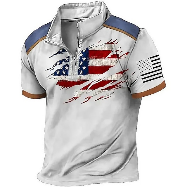 Men's Zip Polo Lapel Polo Polo Shirt Golf Shirt Graphic Prints American ...