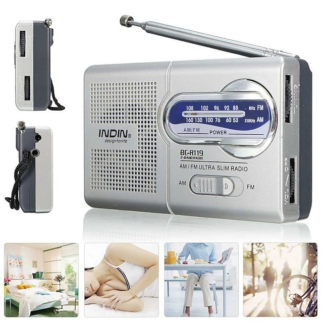  Radio à l'ancienne multi-fonction mini poche bc-r119 récepteur de haut-parleur radio antenne télescopique support de récepteur radio am/fm