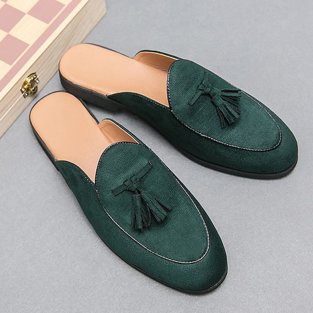  Bărbați Saboți Pantofi de stil britanic Jumătate de pantofi Pantofi de confort Casual Englezesc Zilnic Ziua St. Patrick PU Respirabil Comfortabil Loafer Bej / Alb Negru Verde Primăvară Toamnă