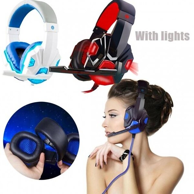 3.5 mm headset game in LED stereo headphones cable connection for X W