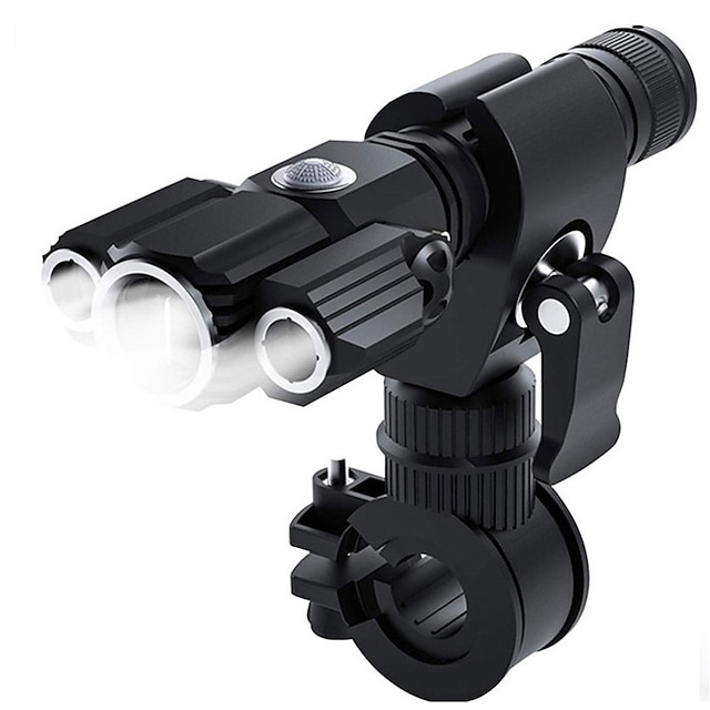  Starfire neue Fahrradlampe, USB-Aufladung, Outdoor-Fahrradscheinwerfer, Teleskop-Zoom, dreiköpfige LED-Taschenlampe
