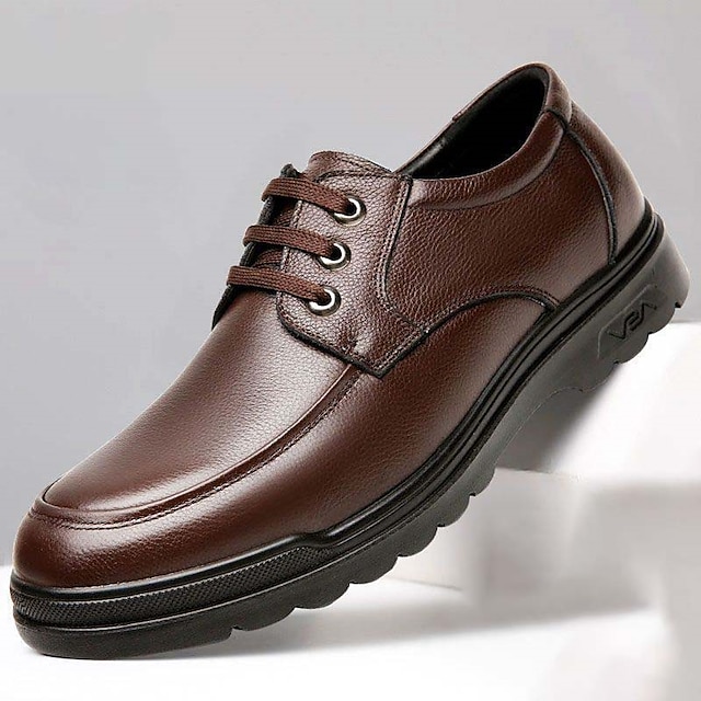  Bărbați Oxfords Pantofi Derby Mocasini din piele Afacere Casual În aer liber Zilnic Piele Respirabil Comfortabil Anti-Alunecare Dantelat Negru Maro Primăvară Toamnă
