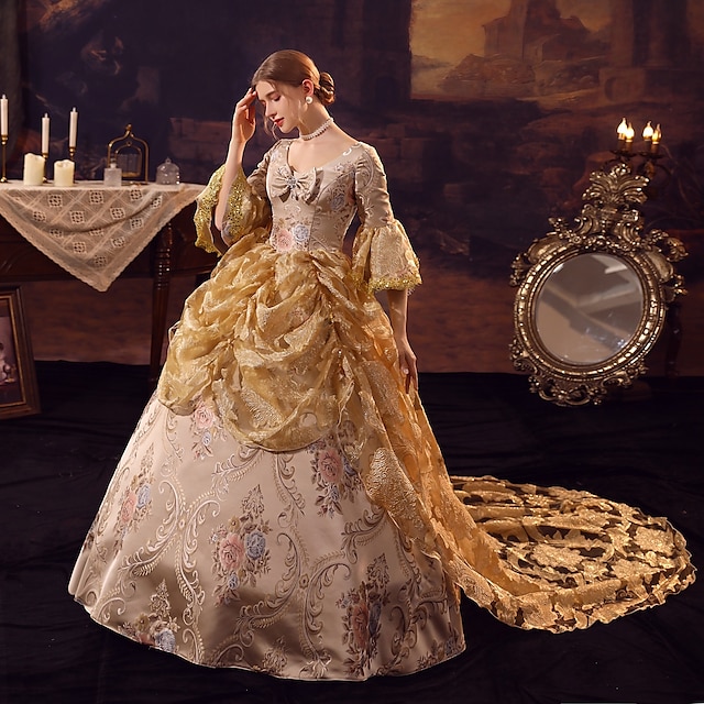  Gothic Viktorianisch Vintage inspiriert Mittelalterlich Kleid Partykostüm Ballkleid Prinzessin Shakespeare Brautkleidung Damen Feste Farbe Ballkleid Halloween Hochzeit Party Abendgesellschaft Kleid