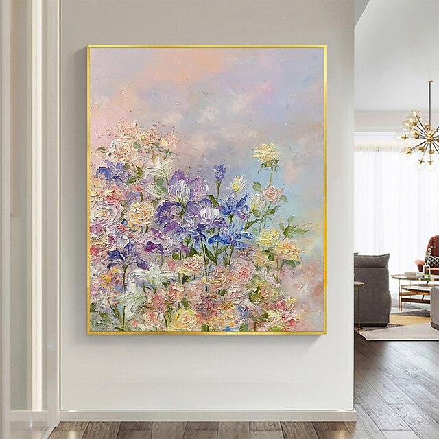 Handmade Oil Painting Canvas Wall Art Decor Original Flower Painting ...