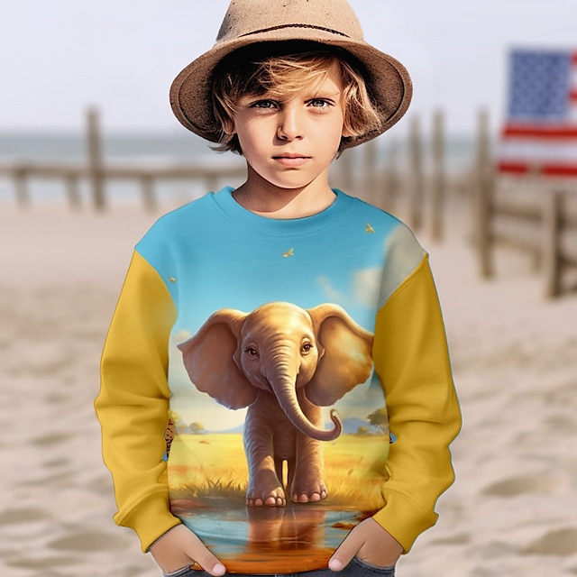  Jungen 3D Graphic Pullover Langarm 3D-Druck Sommer Herbst Modisch Strassenmode Cool Polyester kinderkleidung 3-12 Jahre Outdoor Casual Täglich Regular Fit