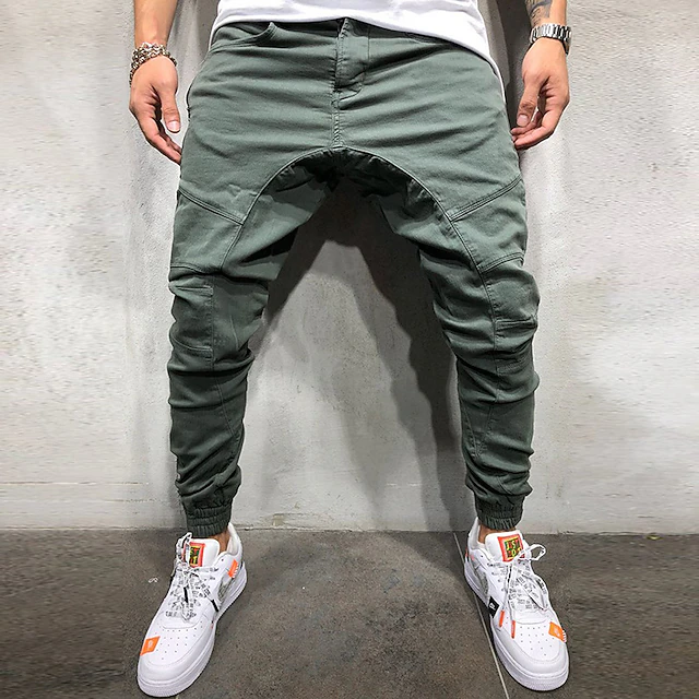 Men's Cargo Pants Trousers Track Pants Jogging Pants Outdoor Athleisure Daily Sports Soft Comfortable Pocket Drawstring Elastic Waist Plain Full Length Fashion Casual Activewear Black Khaki 10
