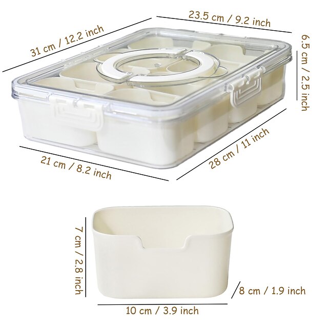 amokk Divided Serving Tray with Lid and Handle Snackle Box Charcuterie  Container Portable Snack Platters Clear Organizer for Candy, Fruits, Nuts,  Snacks, for Party, Entertaining, Picnic (Rectangular) 2023 - kr. 129