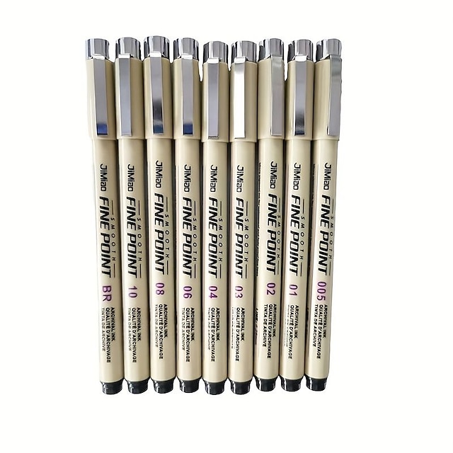 12Pcs Line Markers Plastic Drawing Pens Fine Point Line Painting Pens  Compatible Writing Painting 005 01 02 03 04 05 08 Brush Different Tip Black  Fine