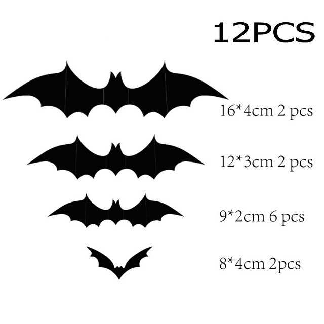  halloween noir chauve-souris pvc 3d mur halloween chauve-souris autocollant décoration murale scène mise en page horreur autocollant halloween partie décoration intérieur et extérieur accueil fenêtre