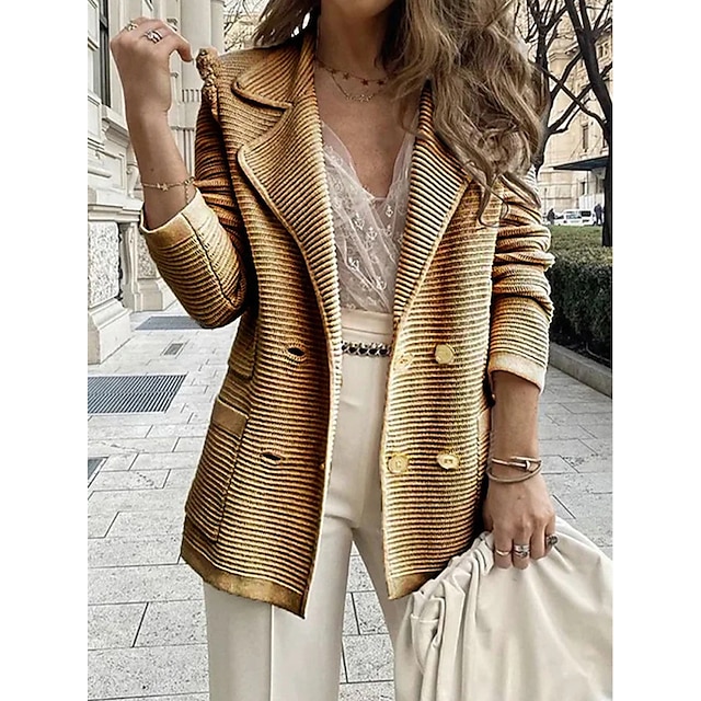  Women's Suits Blazer Outdoor Button Breathable Solid Color Loose Fit Fashion Outerwear Fall Long Sleeve Black S