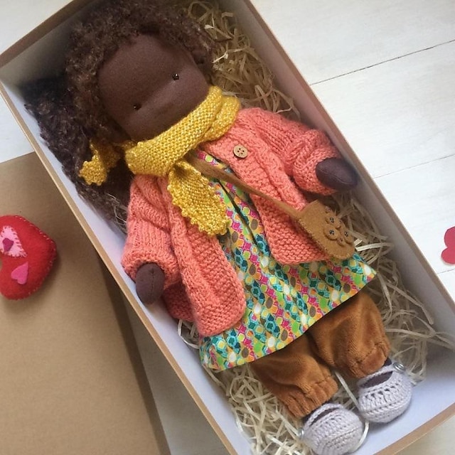  waldorfdoll bavlna waldorfská panenka panenka umělec ručně vyráběný festival palec halloween dárková krabička