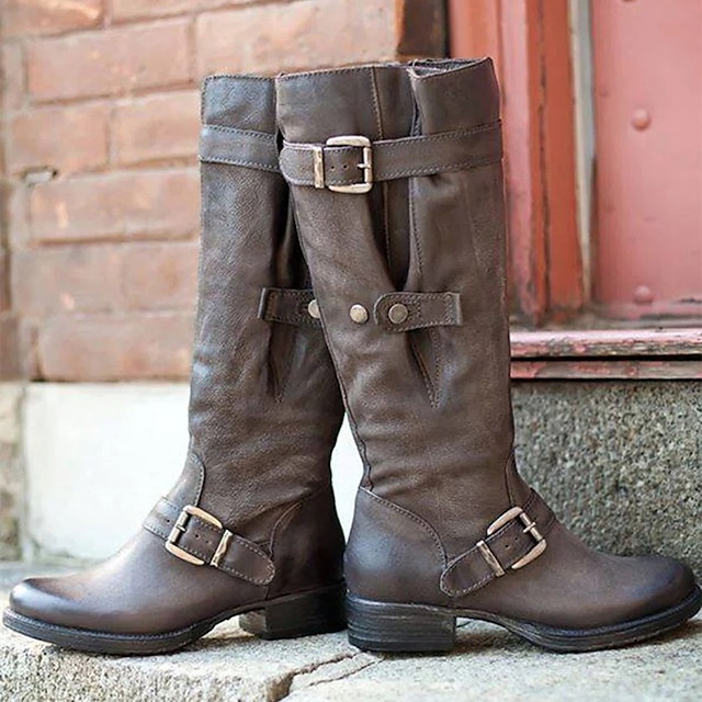 Women's Boots Biker boots Slouchy Boots Plus Size Outdoor Daily Solid ...