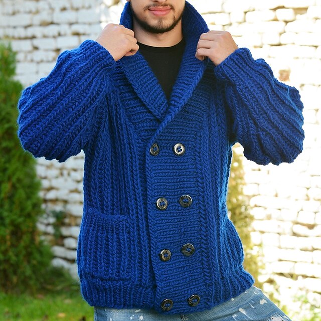 Men's Cardigan Cardigan Sweater Sweater Jacket Chunky Knit Regular ...