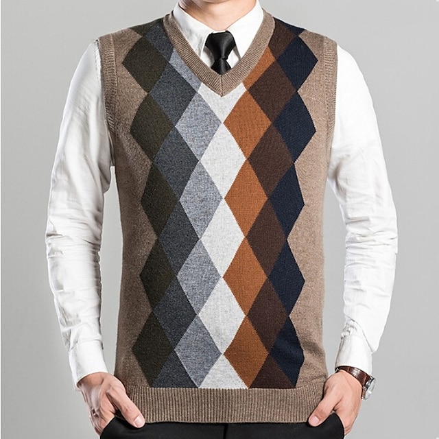 Christmas Argyle Sweater Vest Mens Graphic Prints Fashion Streetwear ...