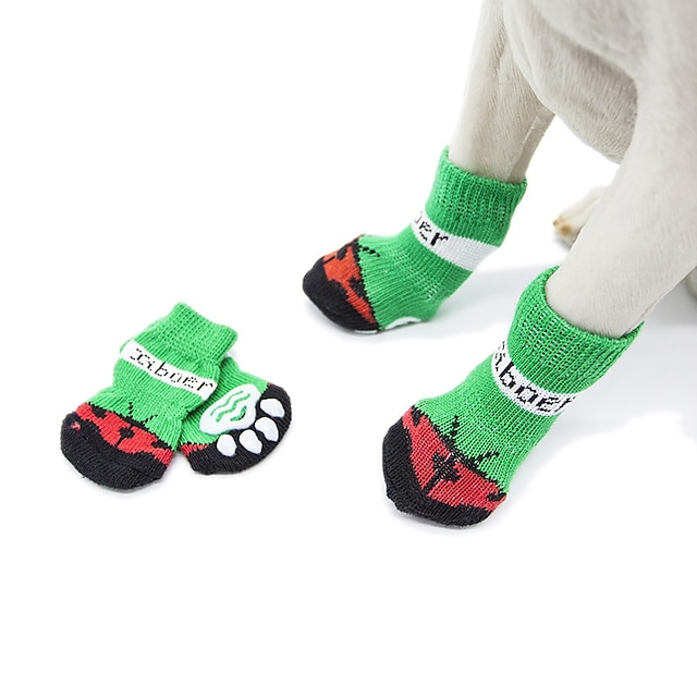  Chaussettes pour chien chaussettes pour animaux de compagnie chaussettes en coton antidérapantes couvre-pieds de chien fournitures de caniche en peluche chaussures et chaussettes pour chien couvre