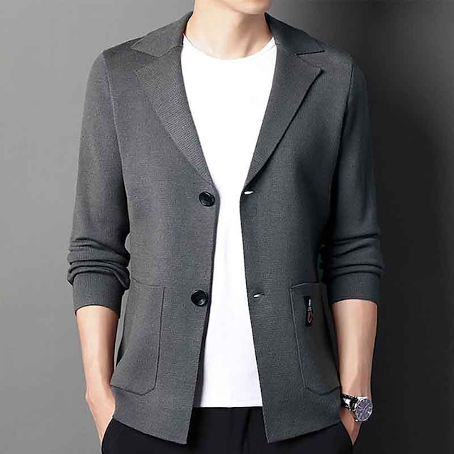  Herre Cardigan Sweater Rillet Strikke Normal Strikket Vanlig Knaphul Opvarmninger Moderne Moderne Dagligdagstøj I-byen-tøj Tøj Efterår Vinter Sort Kamel S M L