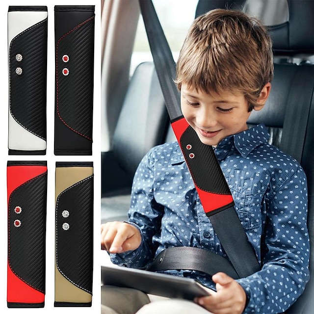  Superbe couverture d'épaulette de ceinture de sécurité en cuir pu diamant rose - l'accessoire de voiture parfait pour les femmes.